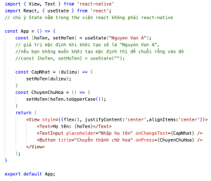 Code mẫu sử dụng state trong reactnative